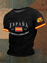 T-shirt à manches courtes imprimé drapeau Espagne pour homme